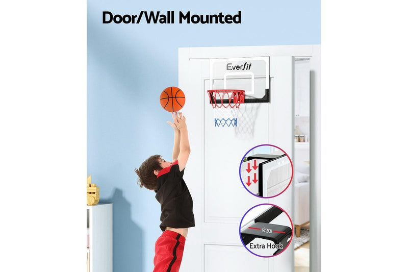 Everfit 23" Mini Basketball Hoop Backboard Door Wall Mounted Sports Kids Black