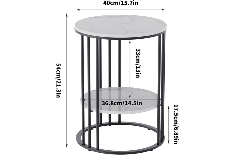 Small Round Marble Side Table White Bedside