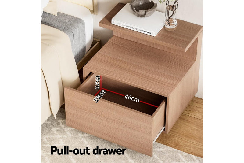 Artiss Bedside Table 1 Drawer - Pine