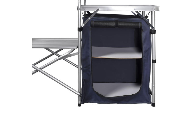 Foldable Camping Kitchen Unit with Windshield Aluminium vidaXL