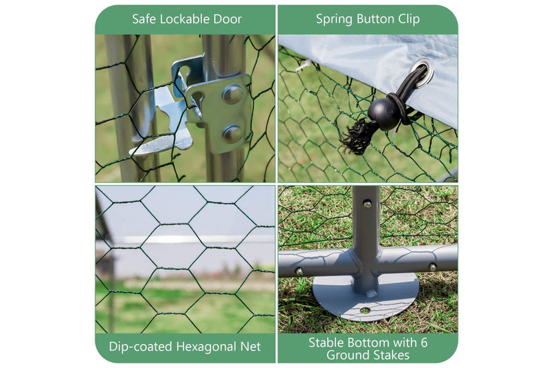 Costway Large Chicken Coop 2x3x1.95m Walk-in Cage Run Rabbit Hutch Outdoor Bunny Hen House Ferret Pet Enclosure Galvanized Steel