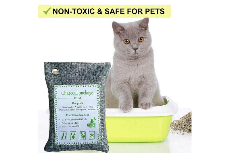 5Pcs Air Purifying Bags Activated Bamboo Charcoal Freshener For Car Home Shoes 200G Air Purifiers