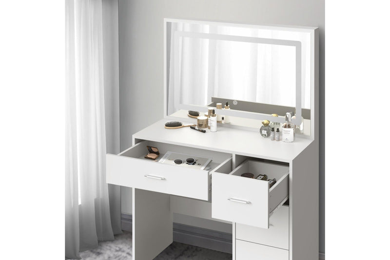 Oikiture Dressing Table Stool Set LED Light(White)