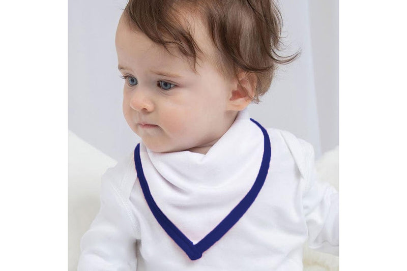 Babybugz Baby Plain Bandana Bib (Pack of 2) (White/Nautical Navy) (One Size)
