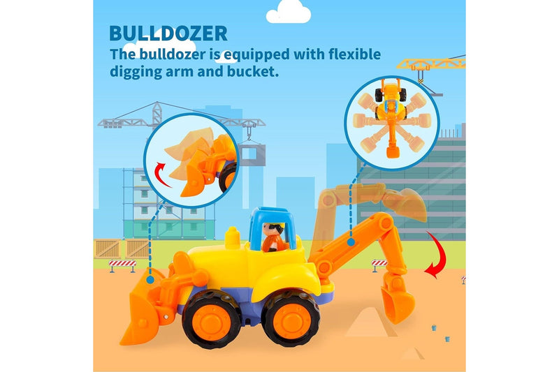 4-Piece Friction Car Toy Set for Toddlers - Construction Vehicles for Early Education