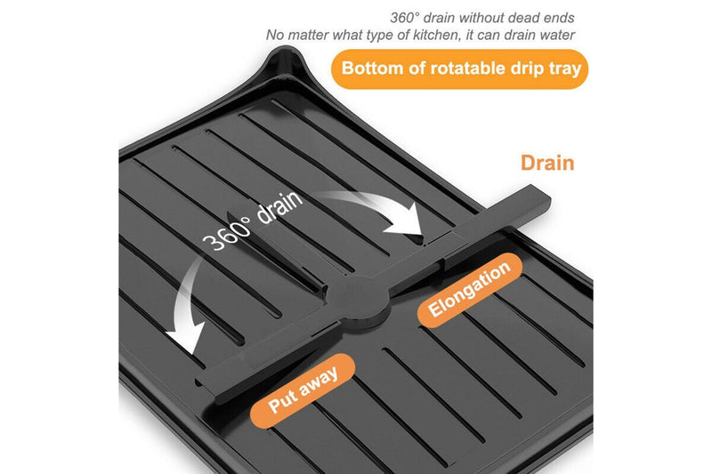Viviendo Dish Drying Rack, Kitchen Counter Dish Drainer with Cutlery Holder, Drip Tray and Handles