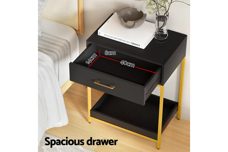 Artiss Bedside Table Drawers Side Table Shelf Bedroom Furniture Nightstand Black