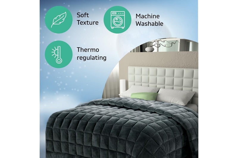 Super King Bedding Faux Mink Quilt Comforter Fleece Throw Blanket Charcoal