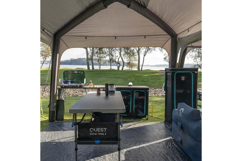 Quest Outdoors 153x65cm Camp Table 5 Camping Furniture w Storage Organiser