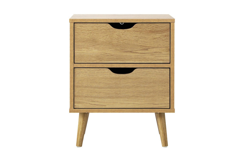 Oikiture Bedside Tables 2 Drawers Side Table Wooden