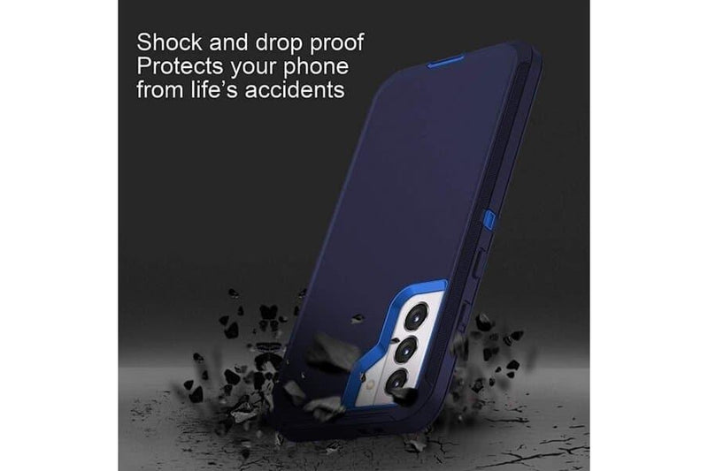 For Samsung Galaxy S22+ /S22 Plus Case Drop Resistant Defender Tradies Heavy Duty Rugged Shockproof Tough Cover (Navy Blue /Blue)
