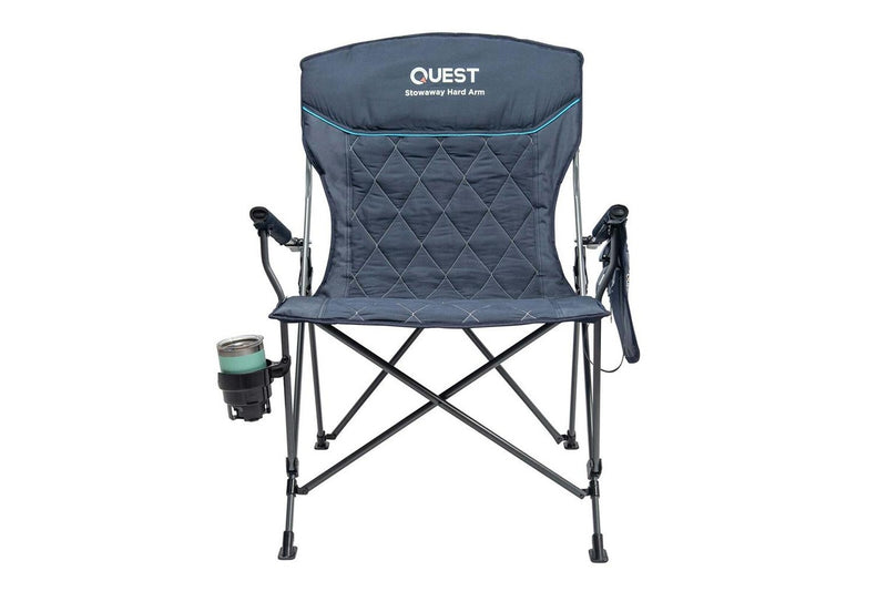 Quest Outdoors 97x73cm Stowaway Hard Arm Camping Chair Seat w Carry Bag