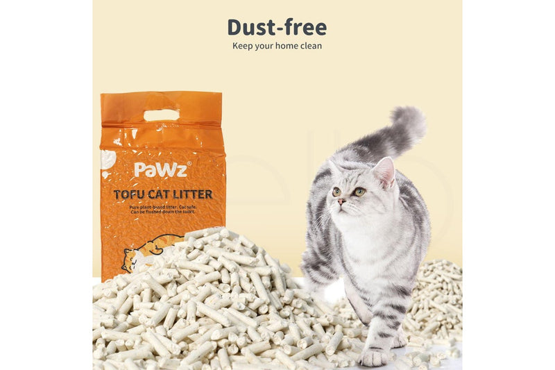 Pawz 2.5kg Tofu Cat Litter Clumping Flushable Fast Super Absorben Natural x6
