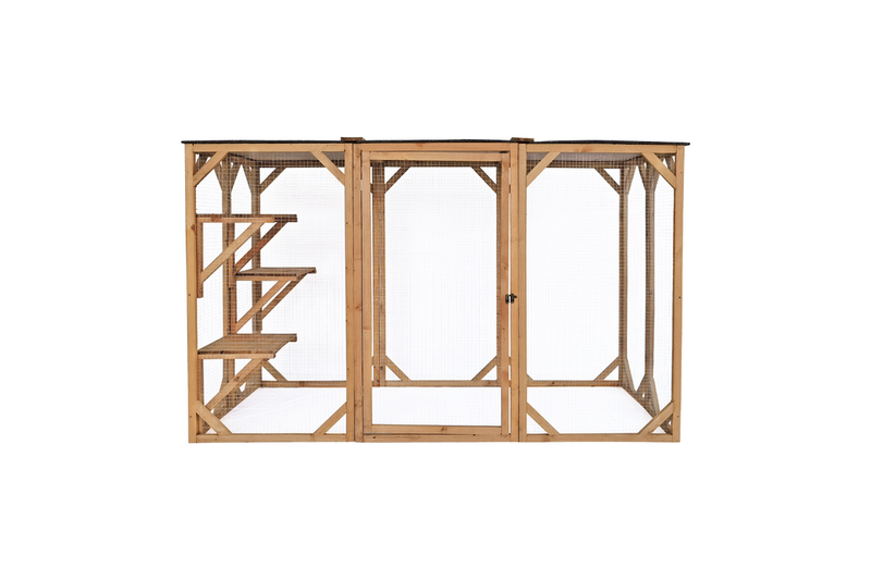 180cm Large Cat Enclosure Wooden Outdoor Cage with 3 Platforms