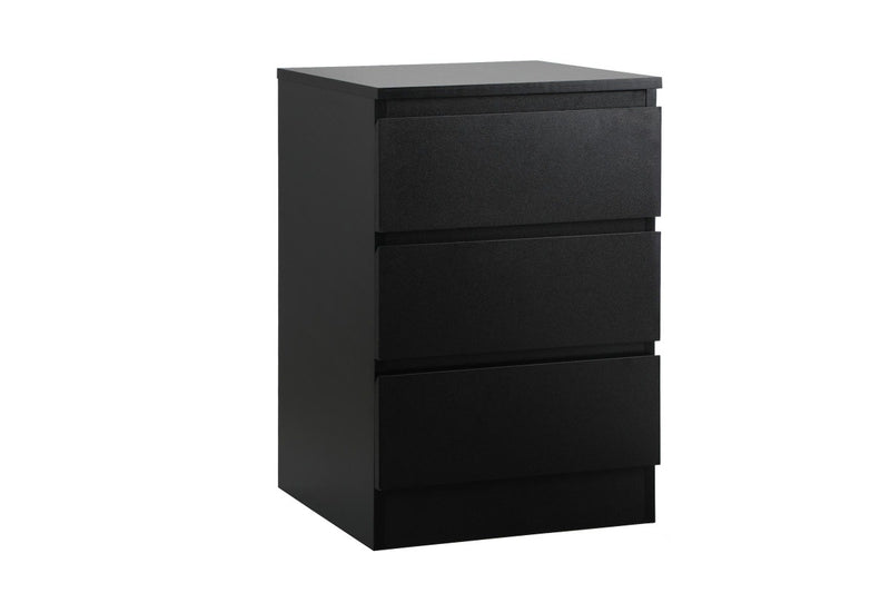 Oikiture Bedside Table 3 Drawers Black