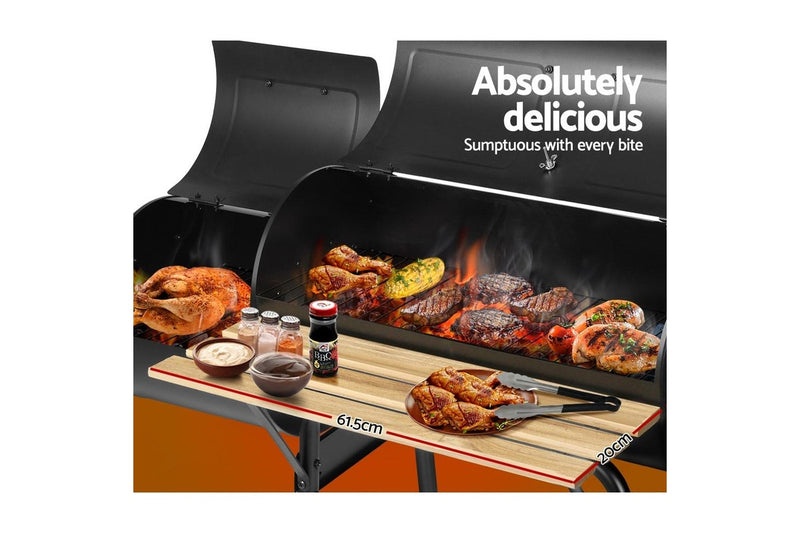 Grillz 2-In-1 BBQ Grill Offset Charcoal Smoker