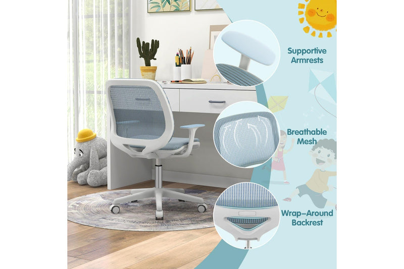 Giantex Kids Desk Chair Swivel Mesh Computer Chair w/Adjustable Height & Armrests Ergonomic Task Study Chair Blue