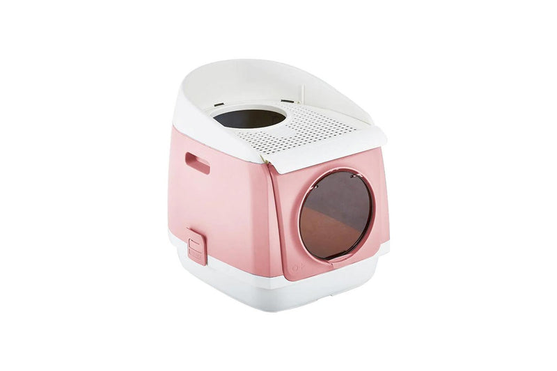Pakeway Tomcat Free Dual-Door Cabin Pet Cat Litter Box Enclosed Toilet Pink