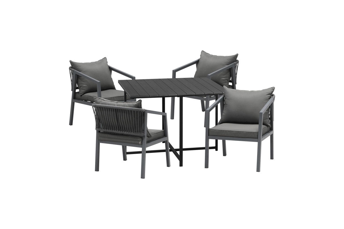 Livsip 4 Seater Outdoor Dining Set Black Table