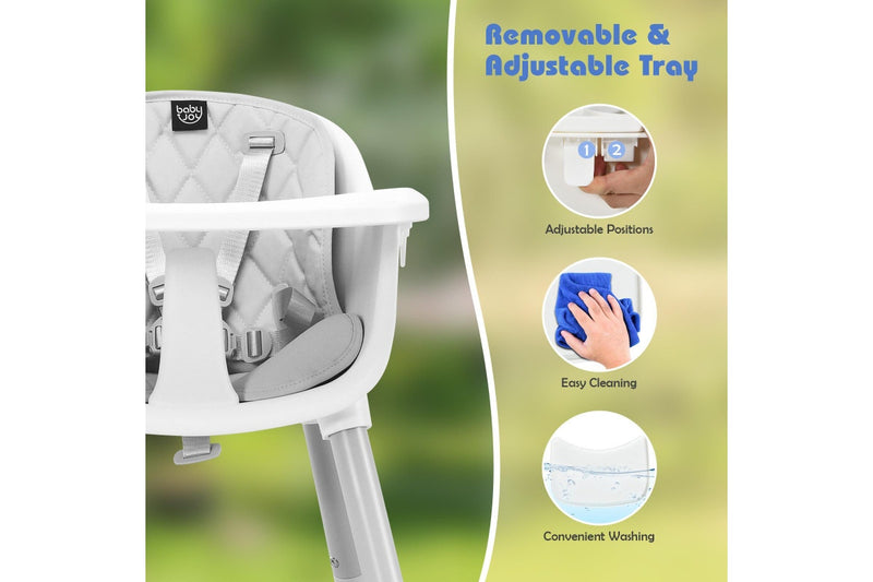 Giantex 5-in-1 Convertible Baby Highchair Infant High Dining Chair w/Removable & Adjustable Tray Grey