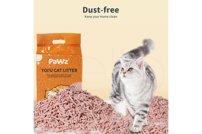 Pawz 2.5kg Tofu Cat Litter Clumping Flushable Fast Super Absorben Peach x4
