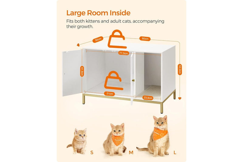 Modern Cat Furniture: Litter Box Enclosure (Simply White and Metallic Gold)