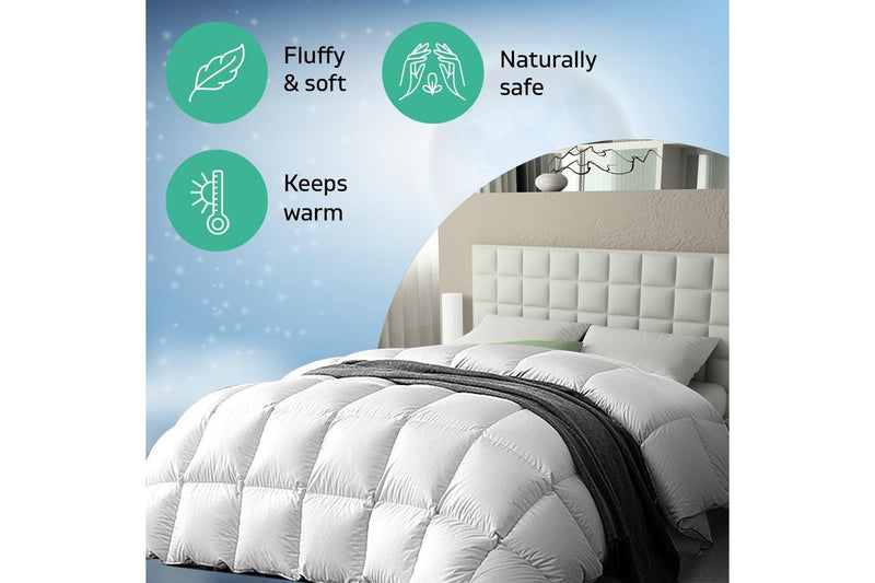 King Size Bedding Goose Down Feather Quilt Cover Duvet Doona 800GSM Winter White