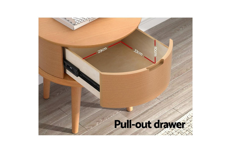Artiss Bedside Table Curved Drawers Side End Table Nightstand Legs Bedroom Oak