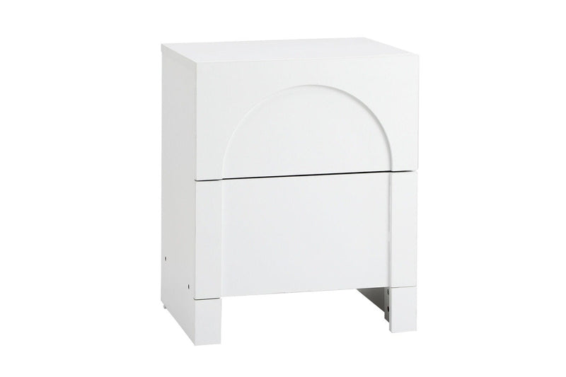 Oikiture Bedside Table 2 Drawers White