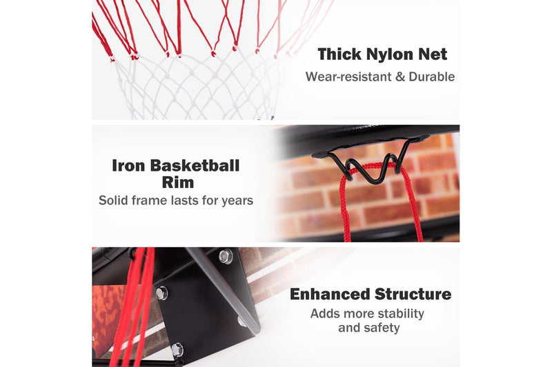 Costway Indoor Basketball Hoop Wall Door Mounted Backborad Ring Set 73×49cm w/Weatherproof Nylon Net Home Outdoor Office