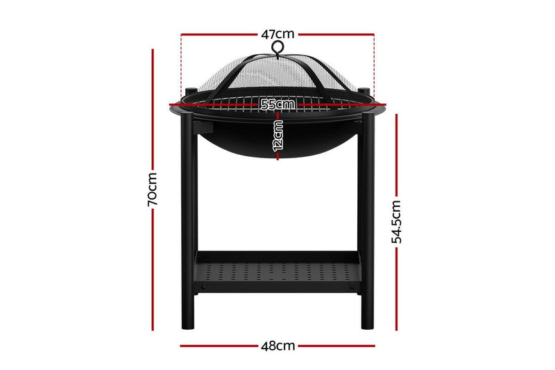 2-in-1 Outdoor Fire Pit BBQ Grill