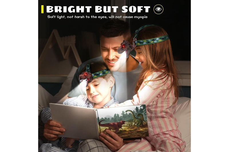 Costcom Dinosaur Headlamp for Kids Flashlight Rechargeable Led Headlights Roar Silent