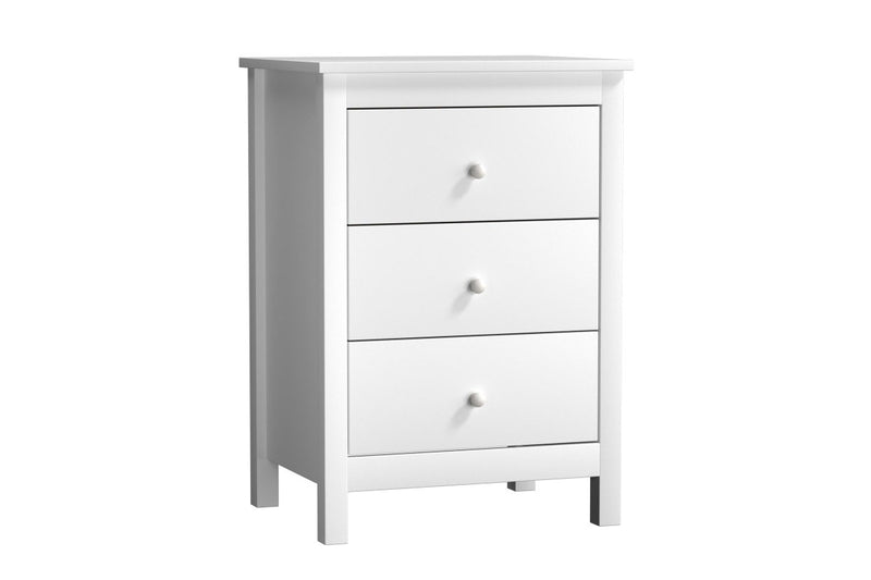 Oikiture Bedside Table Side Table 3 Drawers White