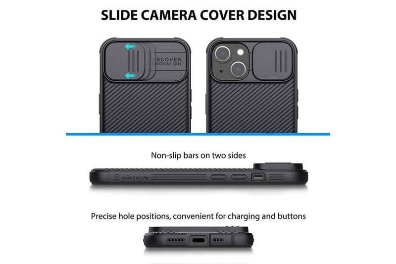 Nillkin For Apple iPhone 15 Plus Case, CamShield Series Slim Stylish Protective Case with Slide Camera Cover (Black)