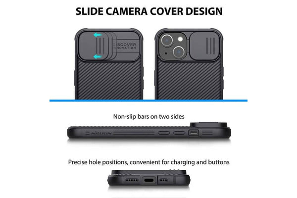 Nillkin For Apple iPhone 15 Case, CamShield Series Slim Stylish Protective Case with Slide Camera Cover (Black)