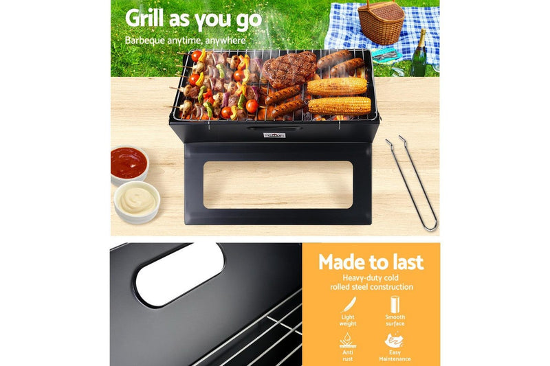 Grillz BBQ Grill Charcoal Smoker Foldable Barbecue