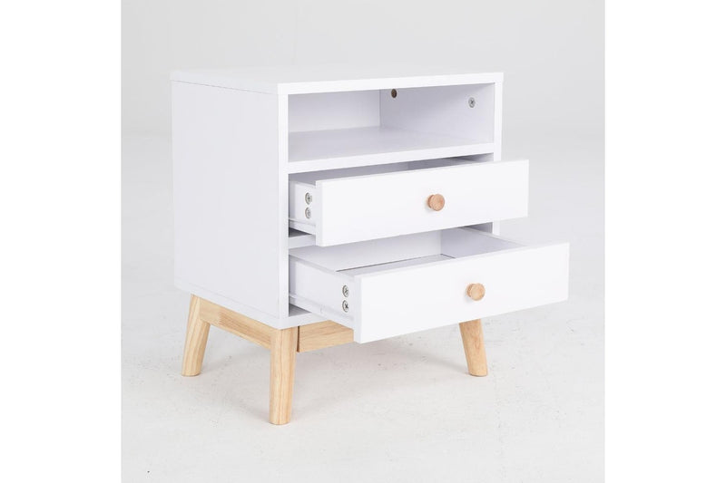 2X Bedside Table Side Storage Cabinet Nightstand Bedroom Drawer Anya White Bedside Tables