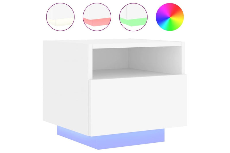 Bedside Cabinets With Led Lights 2 Pcs White 40X39x37 Cm Bedside Tables