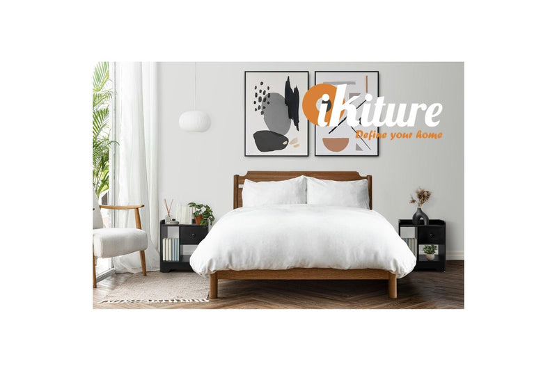 Oikiture Bedside Tables End Table (Black)