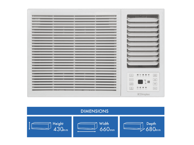 Dimplex C4.1kW H3.6kW Reverse Window Box Air Con