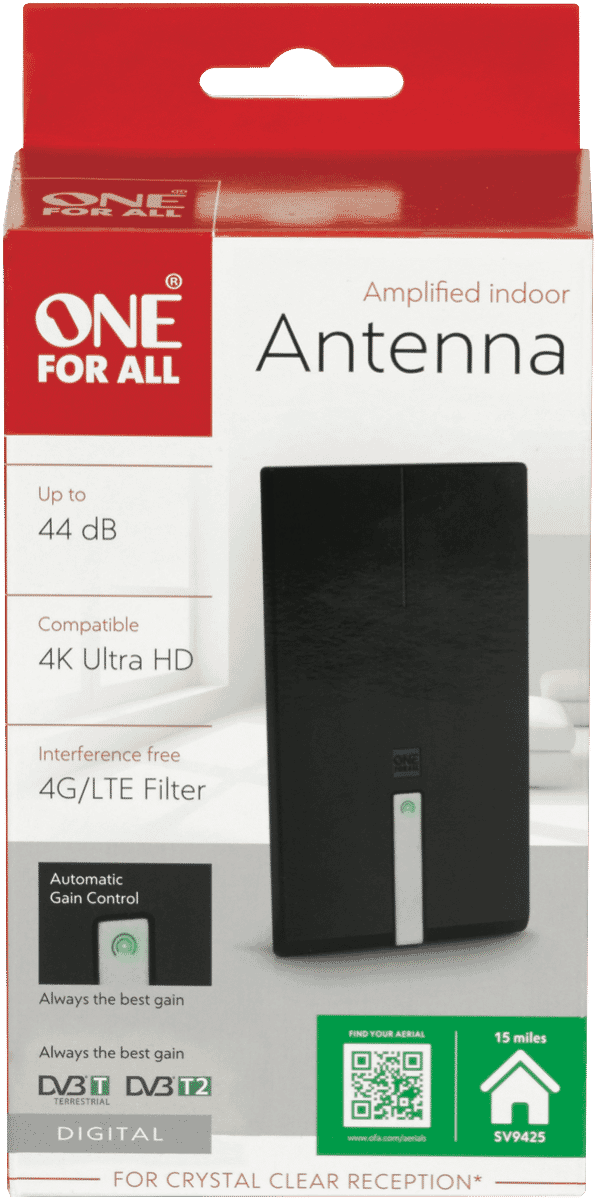 One For All HD Indoor Antenna - Amplified 44dB 25km