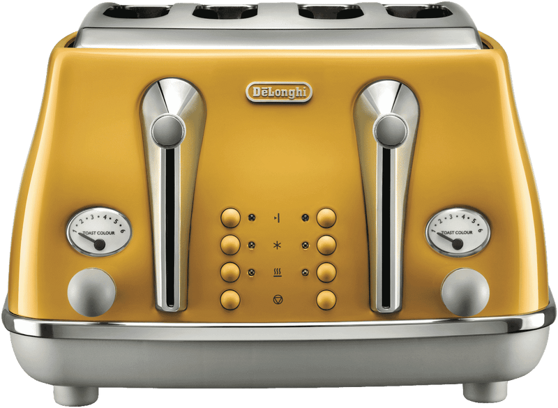 DeLonghi Icona Capitals Yellow 4 Slice Toaster