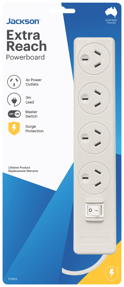 Jackson 4 Way Surge Powerboard 3m