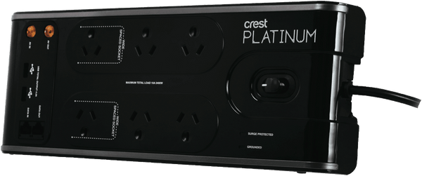 Crest 6 Socket AV Surge Protect Powerboard