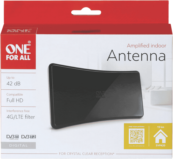 One For All HD Amplified Indoor Antenna 42dB