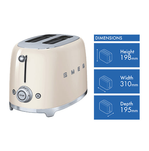 Smeg 50's Style 2 Slice Toaster Cream