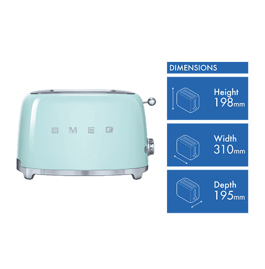 Smeg 50's Style 2 Slice Toaster Pastel Green