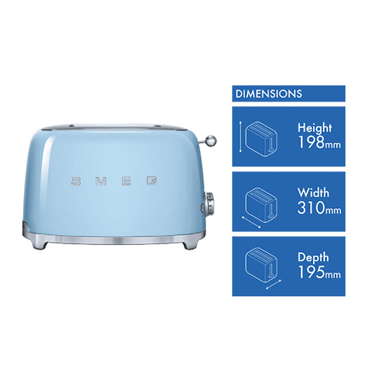 Smeg 50's Style 2 Slice Toaster Pastel Blue