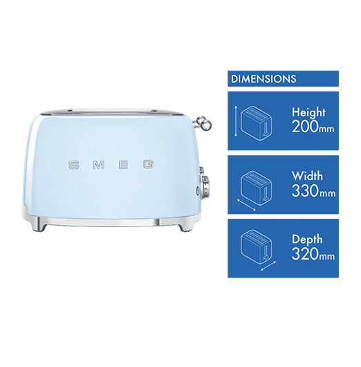 Smeg TOASTER 50's STYLE 4 SLOT PASTEL BLUE