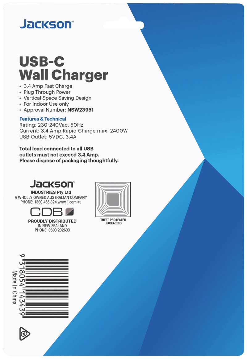 Jackson Dual USB-A & USB-C AC Charger